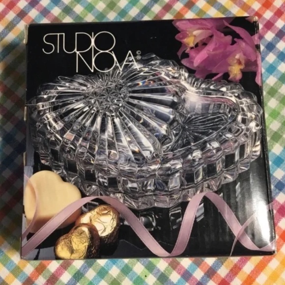 Vintage Studio Nova Crystal Covered "Heart to Heart" Jewelry Box Japan NIB - Picture 2 of 7